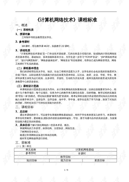 计算机网络技术课程大纲详解，从基础到进阶的学习内容