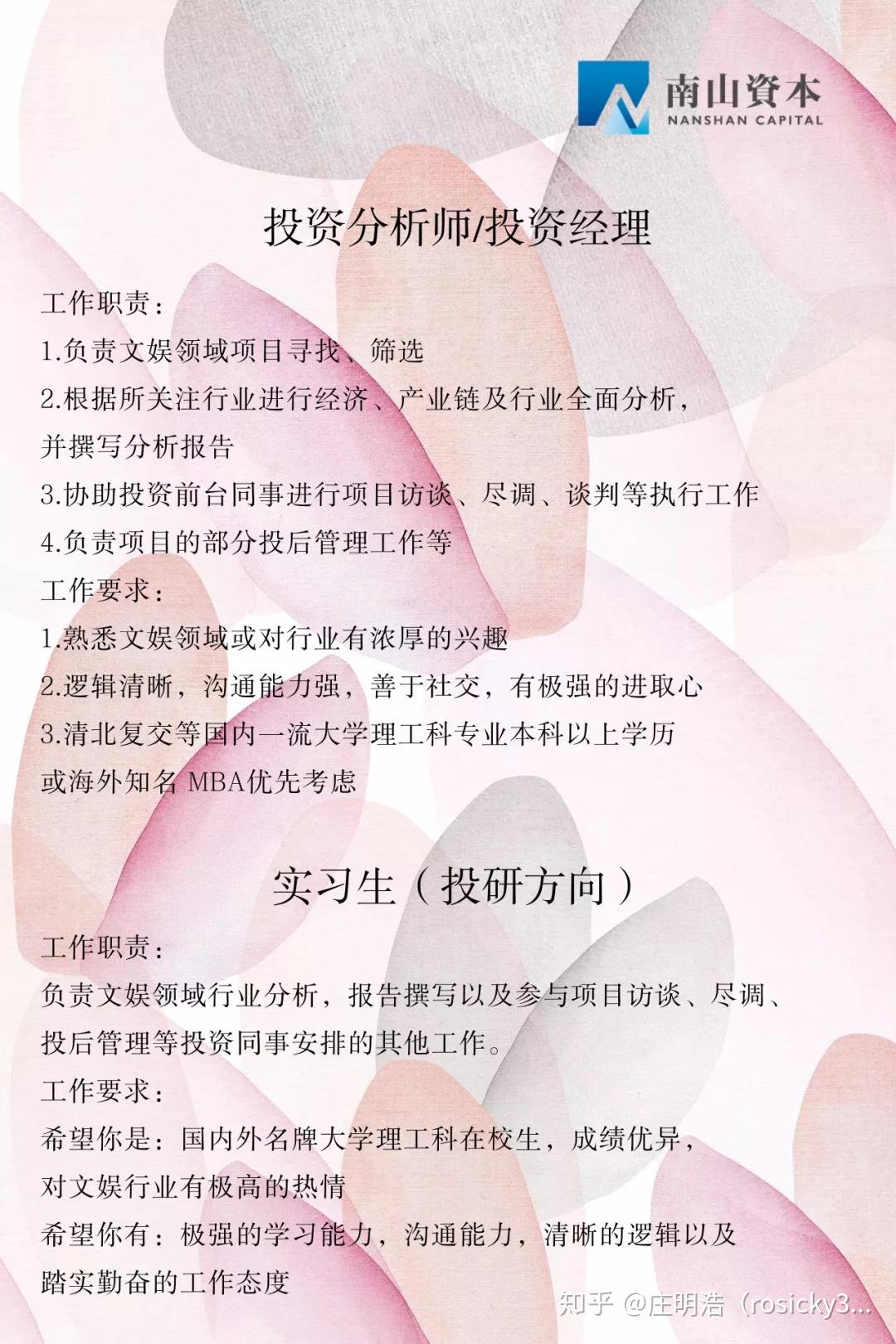 投资分析师招聘