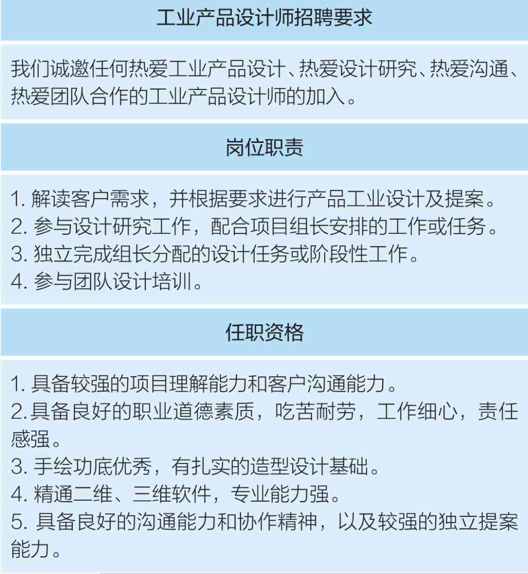 工业设计岗位招聘概述及要求