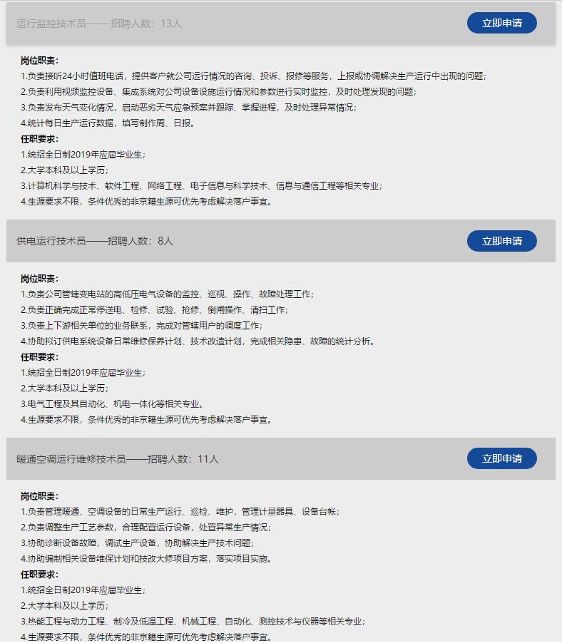 燃气工程技术员招聘